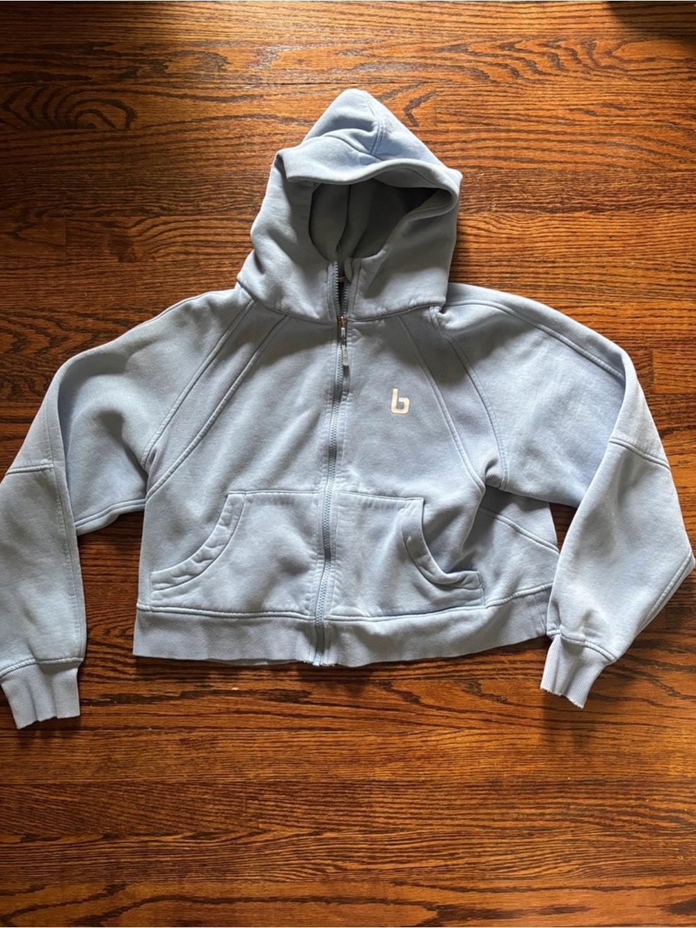 Women’s Burn boot camp cropped Light Blue Zip-Up Hoodie Jacket